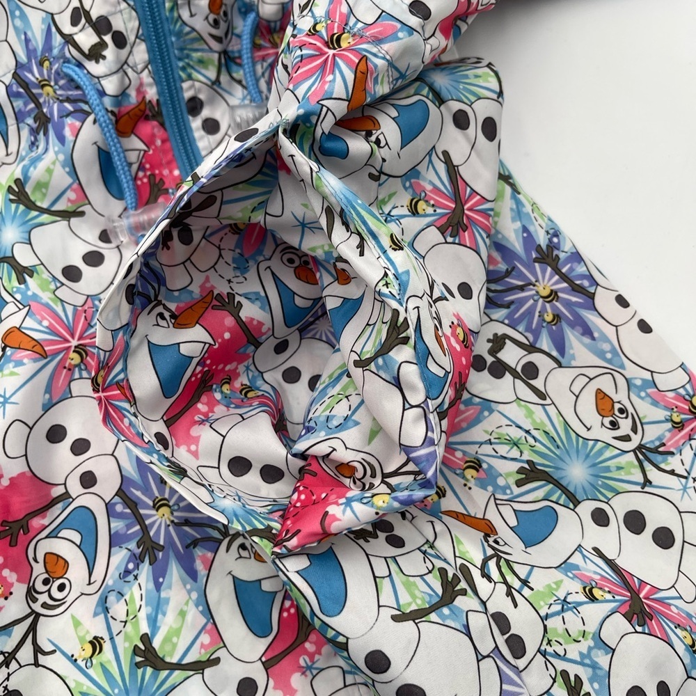 Disneys Frozen Olaf Worms Medium Lightweight Windbreaker AOP Zip Coat Jacket - Picture 8 of 16